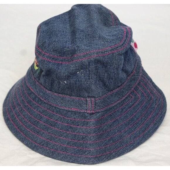 NEW 2004 Gymboree Grown with Love Denim Bucket Hat S/M Snail Flowers Sequin - Picture 4 of 5